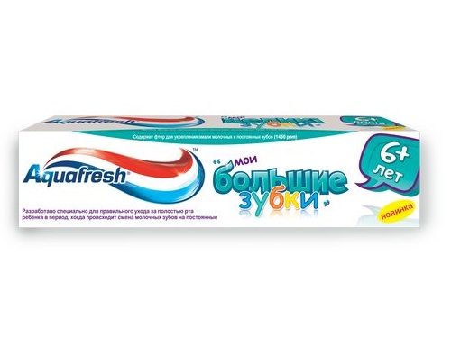 Aquafresh зубная паста детская большие зубки от 6 лет 50мл