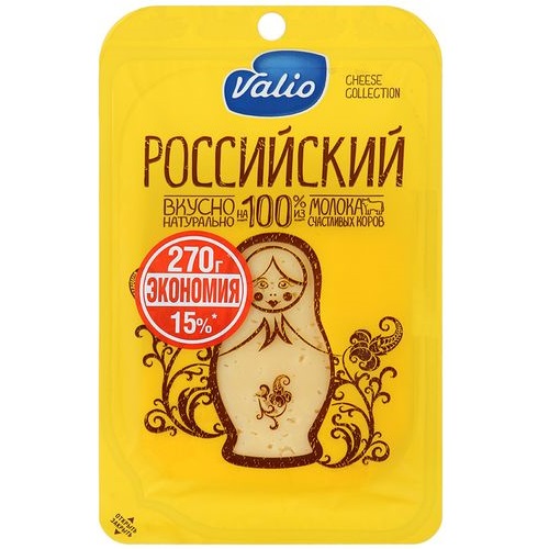 VALIO сыр Российский нарезка 50% 270г