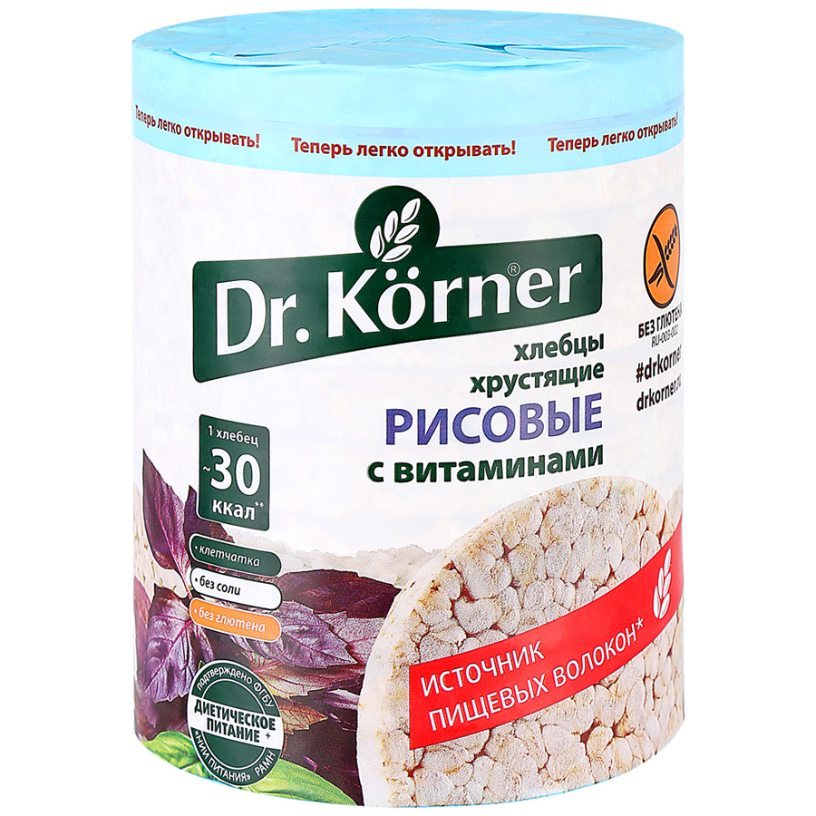 Dr. Korner хлебцы рисовые с витаминами Доктор Корнер 100г