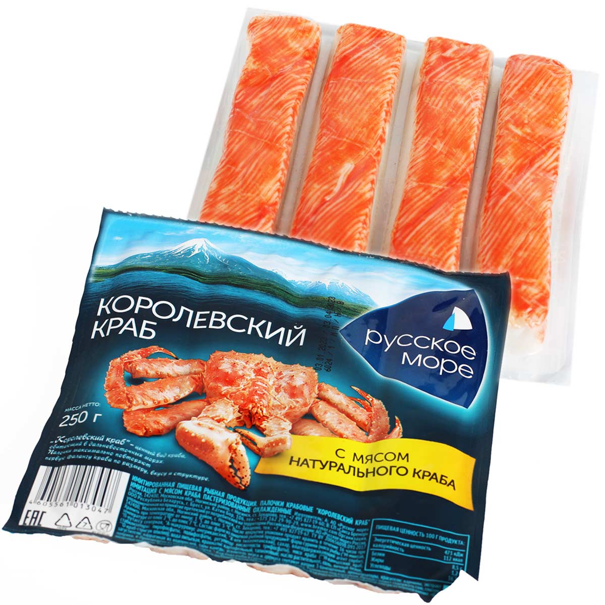 Русское море Крабовые палочки охлажденные с мясом натурального краба  250г