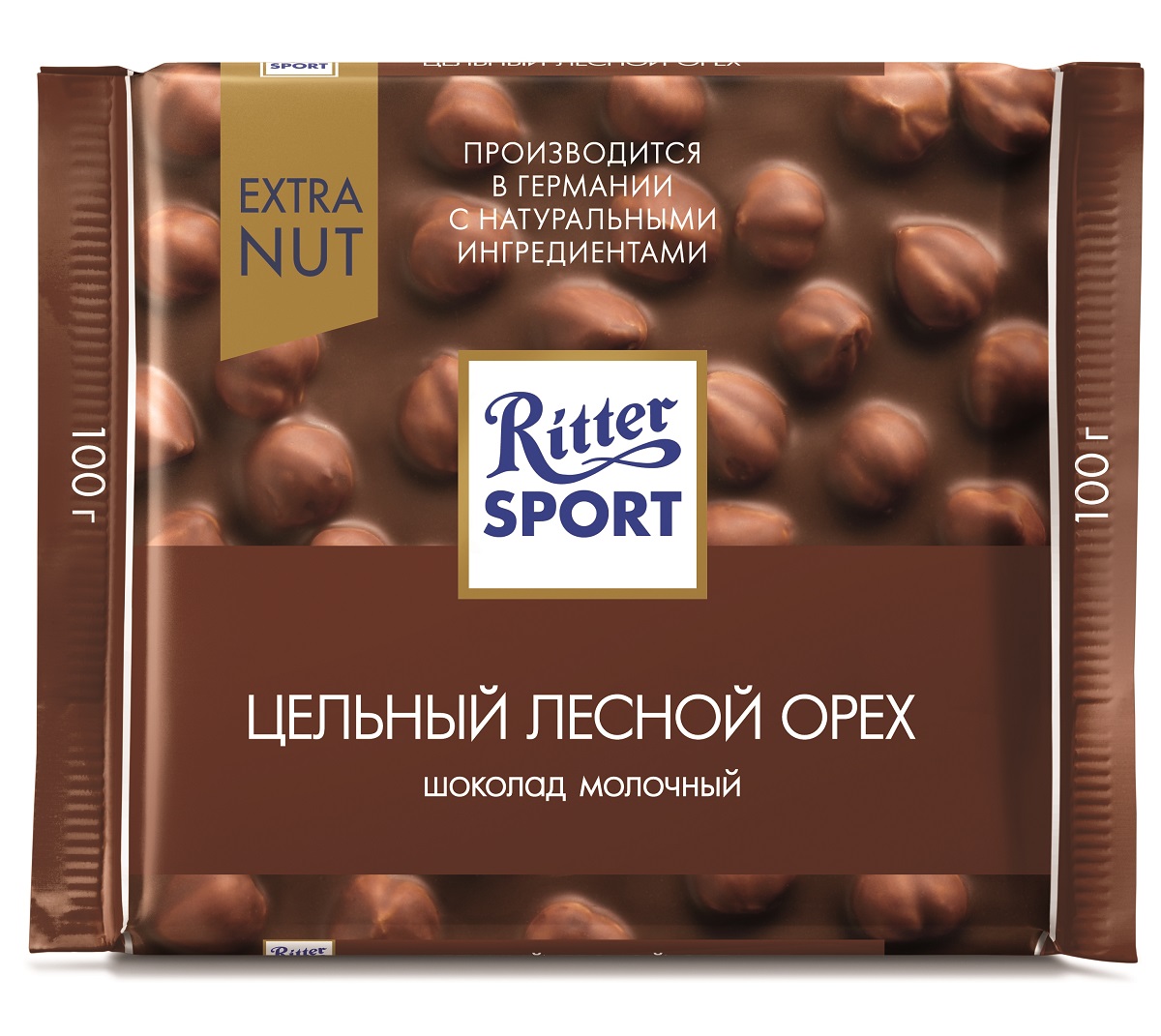 Риттер Спорт шоколад с цельным фундуком молочный 100г