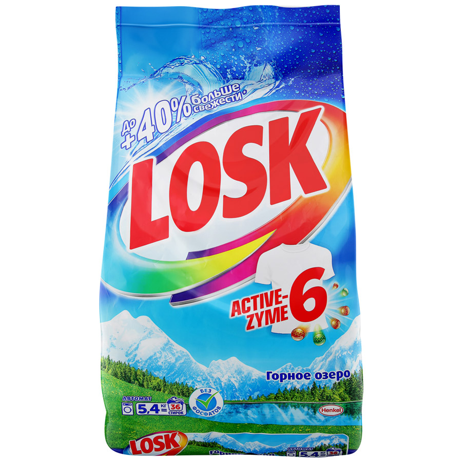 Лоск Горное озеро стиральный порошок Losk  5.4кг = 36 стирок