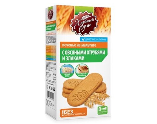 Хлебный спас печенье с овсяными отрубями и злаками без сахара и пальмового масла 240г