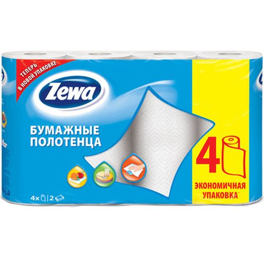 ZEWA бумажные полотенца 2 слоя 4 рулона