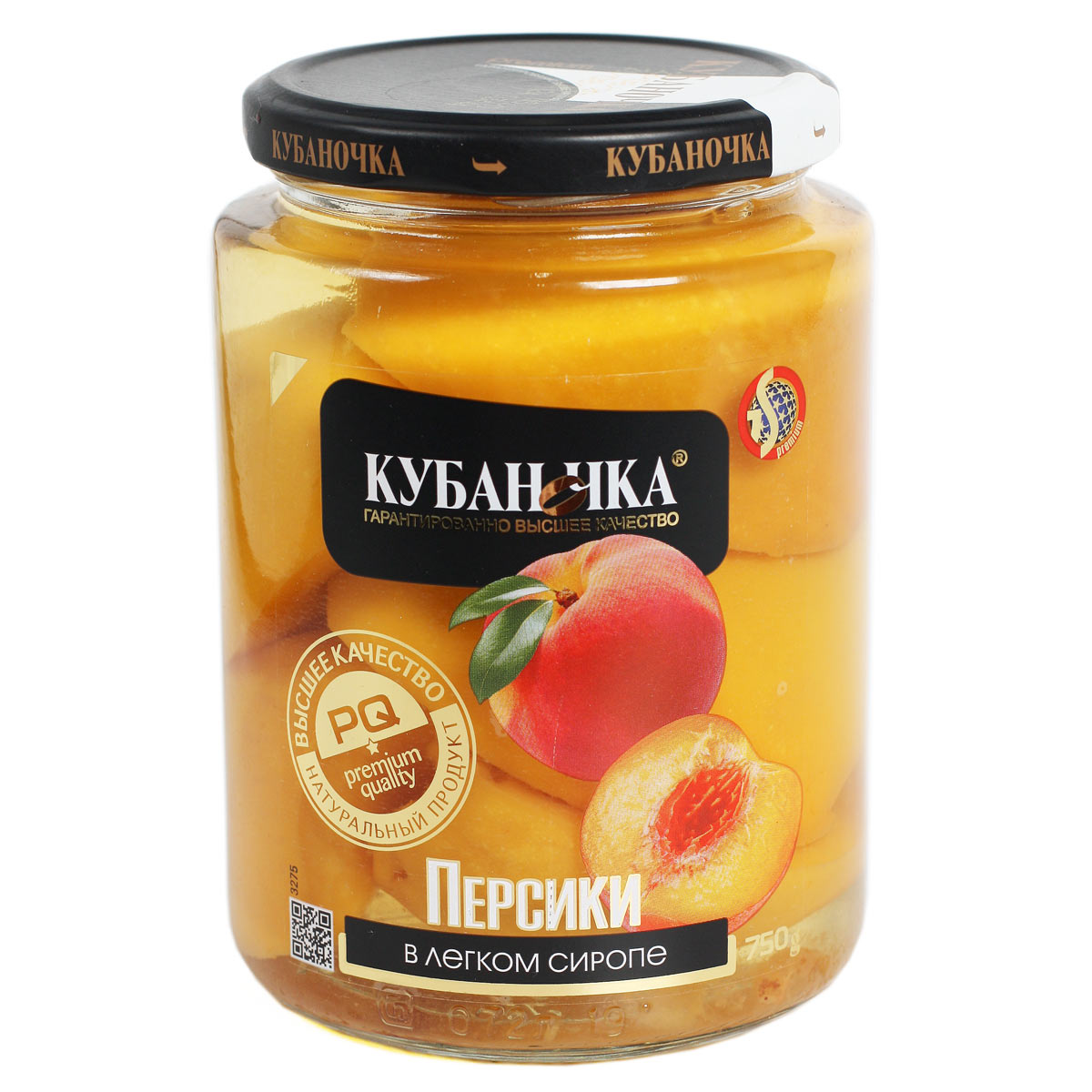 Кубаночка ПЕРСИКИ в легком сиропе 750г