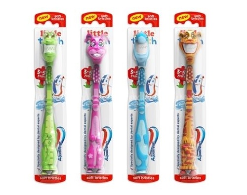 Aquafresh зубная щетка молочные зубки, от 3 до 5 лет с футляром в виде зверюшек