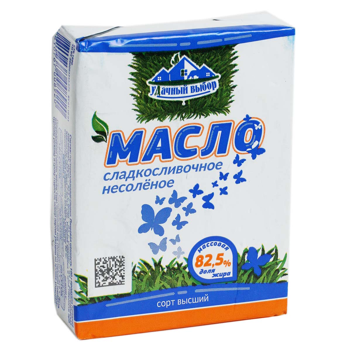 Масло сладкосливочное несоленое 82,5% Удачный выбор 180г