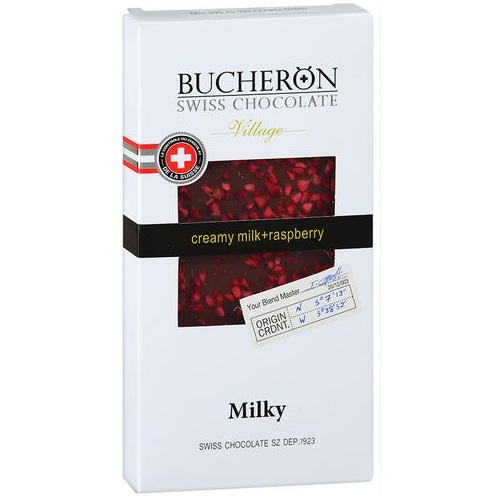 BUCHERON шоколад молочный Бушерон с кусочками малины 100г
