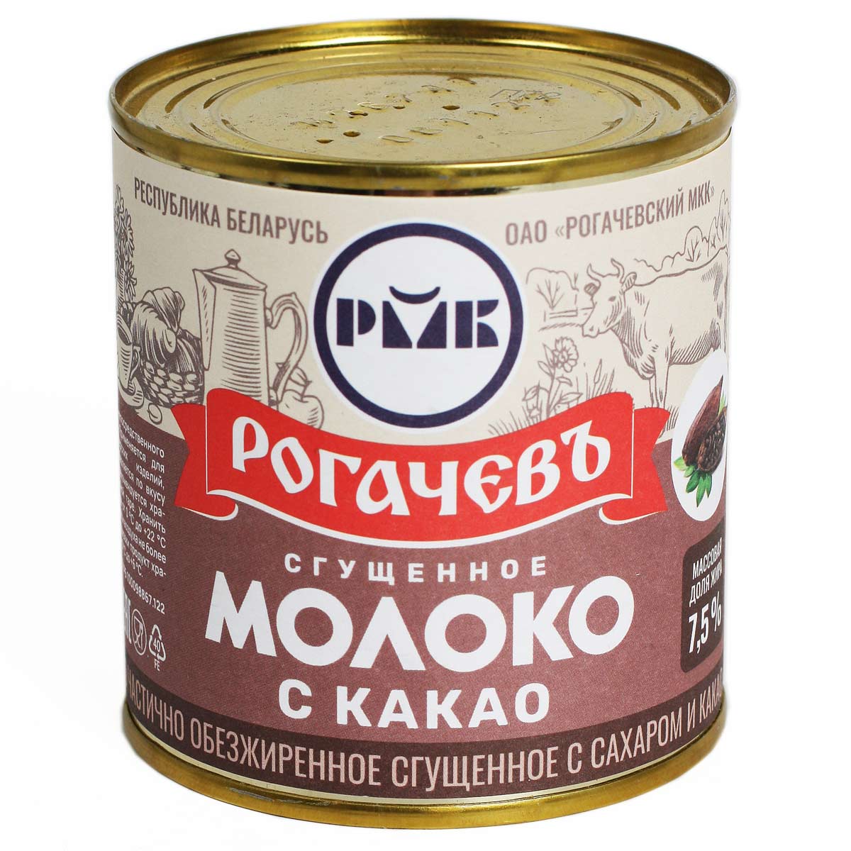 РОГАЧЕВЪ молоко сгущенное с сахаром и какао 380г 